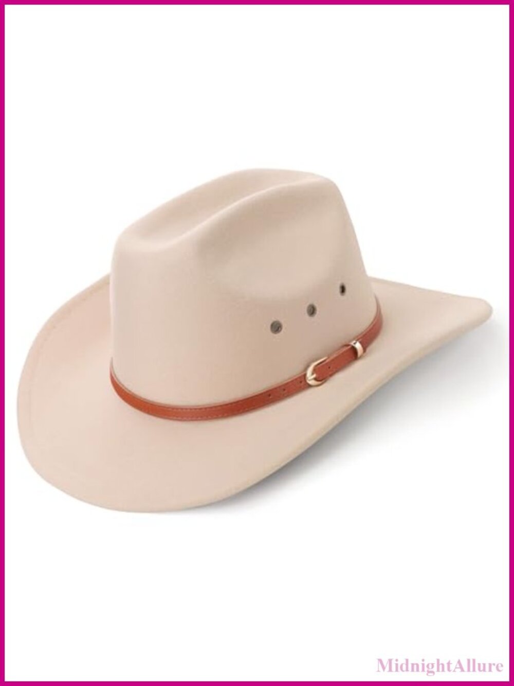 Felt Wide Brim Fedora Hat with Belt Buckle Retro Panama Rolled Up Cowboy Hat